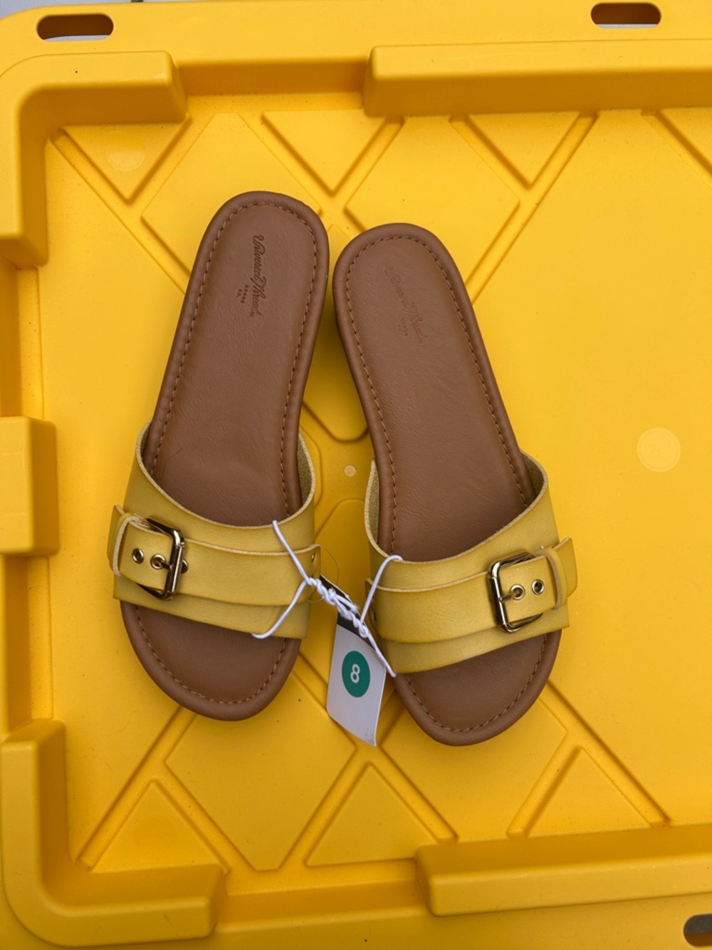 Universal Thread Yellow Slide Sandals with Buckle Accent